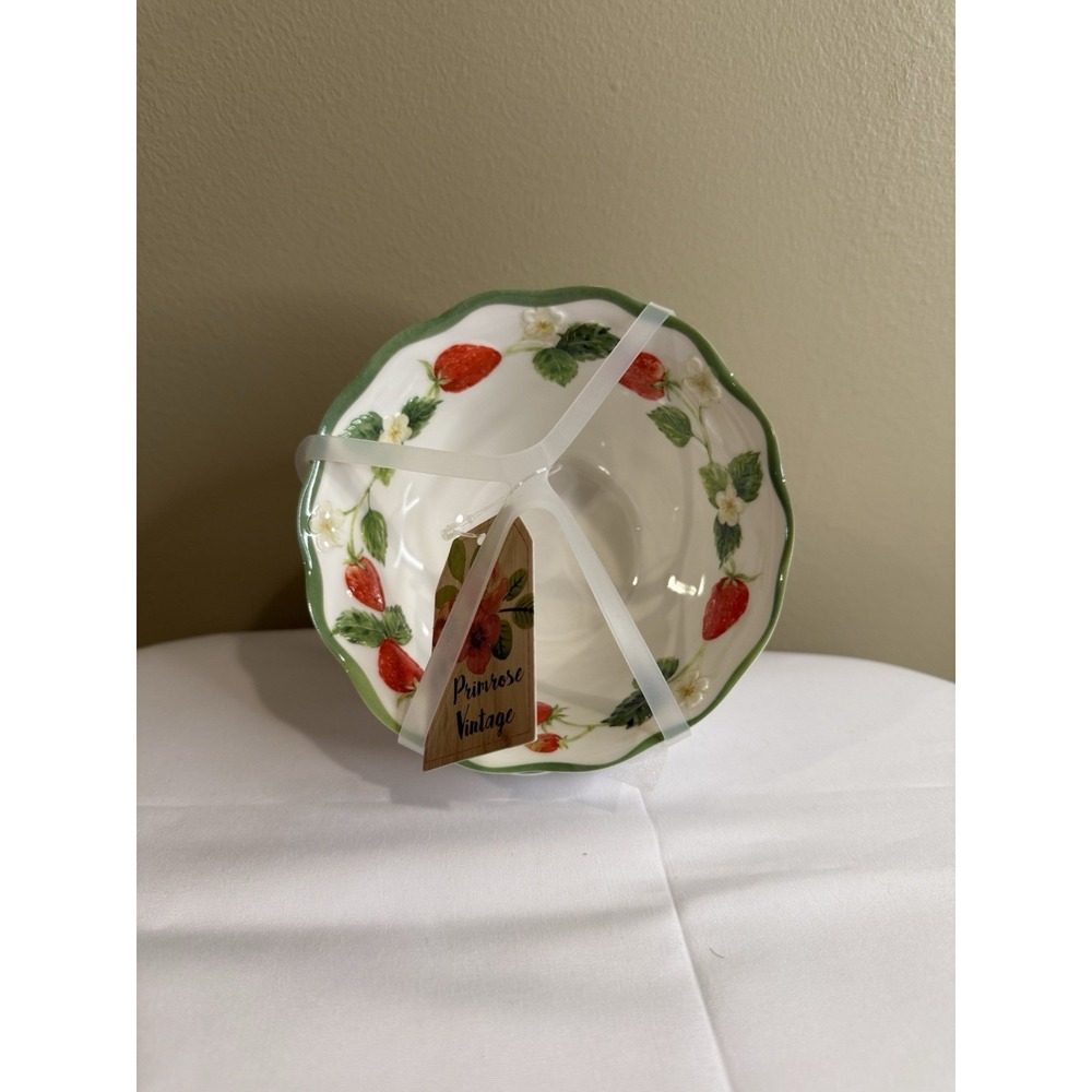 4 Primrose Vintage Strawberry Melamine Tidbit Bowls 4.75" Easter Spring Berries